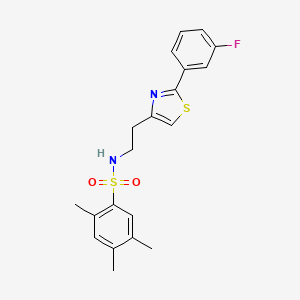 molecular formula C20H21FN2O2S2 B2557015 N-{2-[2-(3-fluorophenyl)-1,3-thiazol-4-yl]ethyl}-2,4,5-trimethylbenzene-1-sulfonamide CAS No. 923257-99-2