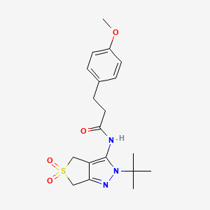 molecular formula C19H25N3O4S B2557031 N-{2-tert-butyl-5,5-dioxo-2H,4H,6H-5lambda6-thieno[3,4-c]pyrazol-3-yl}-3-(4-methoxyphenyl)propanamide CAS No. 893925-11-6