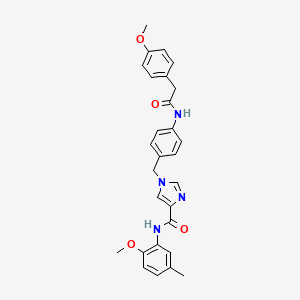 molecular formula C28H28N4O4 B2557066 N-(2-methoxy-5-methylphenyl)-1-({4-[2-(4-methoxyphenyl)acetamido]phenyl}methyl)-1H-imidazole-4-carboxamide CAS No. 1251608-56-6