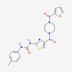 molecular formula C21H21N5O4S B2557077 1-(4-(4-(Furan-2-carbonyl)piperazine-1-carbonyl)thiazol-2-yl)-3-(p-tolyl)urea CAS No. 941880-64-4
