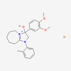 3-(3,4-dimethoxyphenyl)-3-hydroxy-1-(o-tolyl)-3,5,6,7,8,9-hexahydro-2H-imidazo[1,2-a]azepin-1-ium bromide