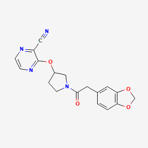 3-((1-(2-(Benzo[d][1,3]dioxol-5-yl)acetyl)pyrrolidin-3-yl)oxy)pyrazine-2-carbonitrile