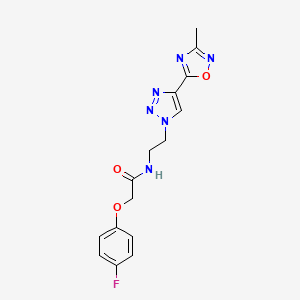 2-(4-fluorophenoxy)-N-(2-(4-(3-methyl-1,2,4-oxadiazol-5-yl)-1H-1,2,3-triazol-1-yl)ethyl)acetamide