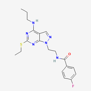N-(2-(6-(ethylthio)-4-(propylamino)-1H-pyrazolo[3,4-d]pyrimidin-1-yl)ethyl)-4-fluorobenzamide