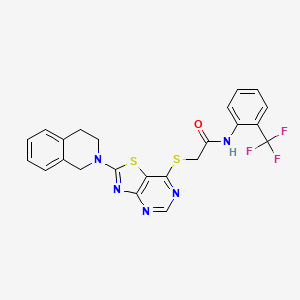 2-((2-(3,4-dihydroisoquinolin-2(1H)-yl)thiazolo[4,5-d]pyrimidin-7-yl)thio)-N-(2-(trifluoromethyl)phenyl)acetamide