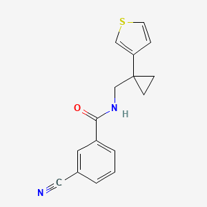 3-Cyano-N-[(1-thiophen-3-ylcyclopropyl)methyl]benzamide