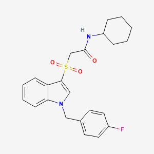 N-cyclohexyl-2-[1-[(4-fluorophenyl)methyl]indol-3-yl]sulfonylacetamide