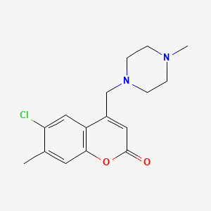 molecular formula C16H19ClN2O2 B2557186 6-Chloro-7-methyl-4-[(4-methylpiperazin-1-yl)methyl]chromen-2-one CAS No. 899391-19-6