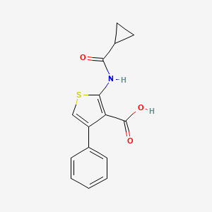 molecular formula C15H13NO3S B2557195 2-Cyclopropaneamido-4-phenylthiophene-3-carboxylic acid CAS No. 744230-61-3