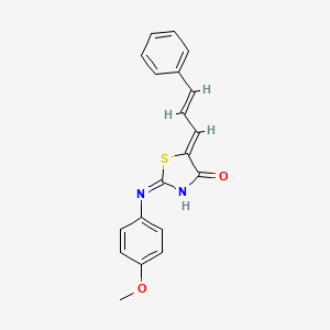 molecular formula C19H16N2O2S B2557198 (2E,5Z)-2-((4-methoxyphenyl)imino)-5-((E)-3-phenylallylidene)thiazolidin-4-one CAS No. 301337-87-1