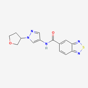 molecular formula C14H13N5O2S B2557203 N-(1-(tetrahydrofuran-3-yl)-1H-pyrazol-4-yl)benzo[c][1,2,5]thiadiazole-5-carboxamide CAS No. 1798041-40-3