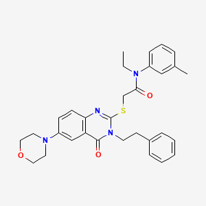 molecular formula C31H34N4O3S B2557223 N-ethyl-N-(3-methylphenyl)-2-{[6-(morpholin-4-yl)-4-oxo-3-(2-phenylethyl)-3,4-dihydroquinazolin-2-yl]sulfanyl}acetamide CAS No. 689758-67-6