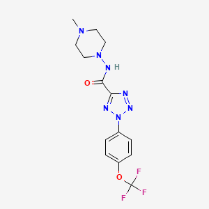 molecular formula C14H16F3N7O2 B2557256 N-(4-methylpiperazin-1-yl)-2-(4-(trifluoromethoxy)phenyl)-2H-tetrazole-5-carboxamide CAS No. 1396882-80-6