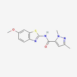 molecular formula C14H14N4O2S B2557268 N-(6-methoxybenzo[d]thiazol-2-yl)-1,3-dimethyl-1H-pyrazole-5-carboxamide CAS No. 1013807-96-9
