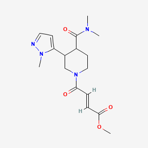molecular formula C17H24N4O4 B2557269 Methyl (E)-4-[4-(dimethylcarbamoyl)-3-(2-methylpyrazol-3-yl)piperidin-1-yl]-4-oxobut-2-enoate CAS No. 2411329-95-6