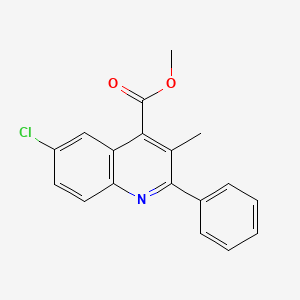 molecular formula C18H14ClNO2 B2557312 Methyl 6-chloro-3-methyl-2-phenyl-4-quinolinecarboxylate CAS No. 882747-33-3