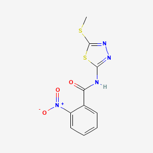 molecular formula C10H8N4O3S2 B2557390 N-(5-(methylthio)-1,3,4-thiadiazol-2-yl)-2-nitrobenzamide CAS No. 393566-99-9
