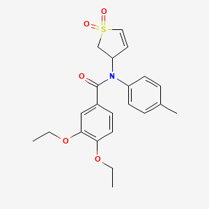 molecular formula C22H25NO5S B2557395 N-(1,1-dioxo-2,3-dihydro-1lambda6-thiophen-3-yl)-3,4-diethoxy-N-(4-methylphenyl)benzamide CAS No. 852438-27-8
