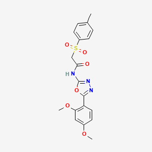 molecular formula C19H19N3O6S B2557398 N-[5-(2,4-dimethoxyphenyl)-1,3,4-oxadiazol-2-yl]-2-(4-methylbenzenesulfonyl)acetamide CAS No. 895453-77-7