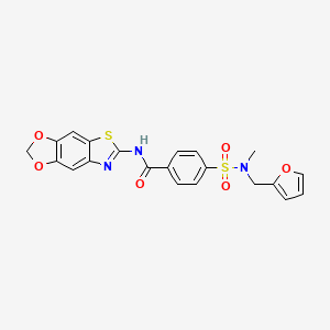molecular formula C21H17N3O6S2 B2557488 N-([1,3]dioxolo[4,5-f][1,3]benzothiazol-6-yl)-4-[furan-2-ylmethyl(methyl)sulfamoyl]benzamide CAS No. 899964-07-9