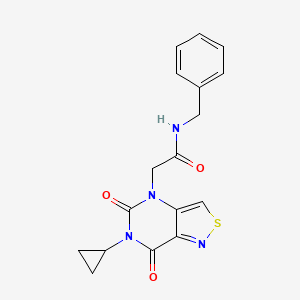 molecular formula C17H16N4O3S B2557491 N-benzyl-2-{6-cyclopropyl-5,7-dioxo-4H,5H,6H,7H-[1,2]thiazolo[4,3-d]pyrimidin-4-yl}acetamide CAS No. 1215337-51-1