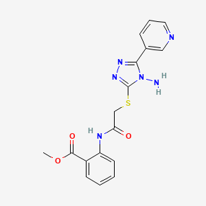 molecular formula C17H16N6O3S B2557498 methyl 2-(2-{[4-amino-5-(pyridin-3-yl)-4H-1,2,4-triazol-3-yl]sulfanyl}acetamido)benzoate CAS No. 728894-03-9