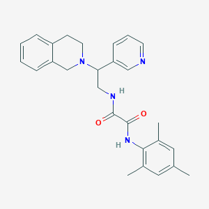 molecular formula C27H30N4O2 B2557506 N'-[2-(pyridin-3-yl)-2-(1,2,3,4-tetrahydroisoquinolin-2-yl)ethyl]-N-(2,4,6-trimethylphenyl)ethanediamide CAS No. 904277-70-9