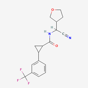 molecular formula C17H17F3N2O2 B2557541 N-[cyano(oxolan-3-yl)methyl]-2-[3-(trifluoromethyl)phenyl]cyclopropane-1-carboxamide CAS No. 1445229-28-6