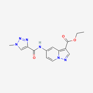 molecular formula C14H14N6O3 B2557558 ethyl 5-(1-methyl-1H-1,2,3-triazole-4-amido)pyrazolo[1,5-a]pyridine-3-carboxylate CAS No. 1396765-83-5