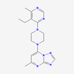 molecular formula C17H22N8 B2557559 5-Ethyl-4-methyl-6-(4-{5-methyl-[1,2,4]triazolo[1,5-a]pyrimidin-7-yl}piperazin-1-yl)pyrimidine CAS No. 2380172-57-4