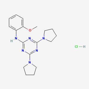 B2557560 N-(2-methoxyphenyl)-4,6-di(pyrrolidin-1-yl)-1,3,5-triazin-2-amine hydrochloride CAS No. 1179470-37-1