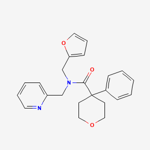molecular formula C23H24N2O3 B2557570 N-[(furan-2-yl)methyl]-4-phenyl-N-[(pyridin-2-yl)methyl]oxane-4-carboxamide CAS No. 1286726-80-4