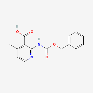 molecular formula C15H14N2O4 B2557571 4-Methyl-2-(phenylmethoxycarbonylamino)pyridine-3-carboxylic acid CAS No. 2248329-96-4