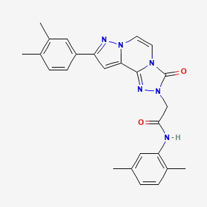 molecular formula C25H24N6O2 B2557601 N-(2,5-dimethylphenyl)-2-[11-(3,4-dimethylphenyl)-5-oxo-3,4,6,9,10-pentazatricyclo[7.3.0.02,6]dodeca-1(12),2,7,10-tetraen-4-yl]acetamide CAS No. 1207034-82-9