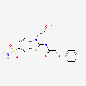 molecular formula C18H19N3O5S2 B2557614 N-[(2Z)-3-(2-methoxyethyl)-6-sulfamoyl-2,3-dihydro-1,3-benzothiazol-2-ylidene]-2-phenoxyacetamide CAS No. 865160-77-6