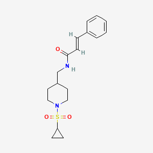 molecular formula C18H24N2O3S B2557620 N-((1-(cyclopropylsulfonyl)piperidin-4-yl)methyl)cinnamamide CAS No. 1235696-74-8