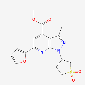 molecular formula C17H17N3O5S B2557666 methyl 1-(1,1-dioxidotetrahydrothiophen-3-yl)-6-(furan-2-yl)-3-methyl-1H-pyrazolo[3,4-b]pyridine-4-carboxylate CAS No. 1040635-98-0