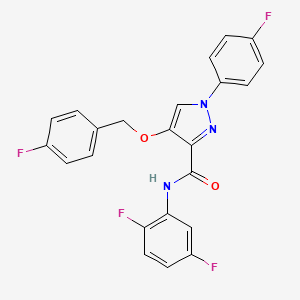 molecular formula C23H15F4N3O2 B2557695 N-(2,5-difluorophenyl)-1-(4-fluorophenyl)-4-[(4-fluorophenyl)methoxy]-1H-pyrazole-3-carboxamide CAS No. 1210852-17-7