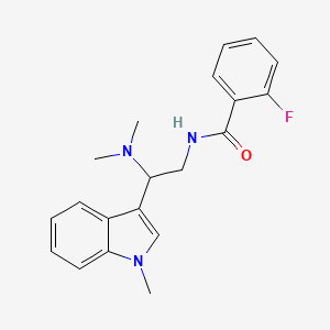 molecular formula C20H22FN3O B2557707 N-(2-(dimethylamino)-2-(1-methyl-1H-indol-3-yl)ethyl)-2-fluorobenzamide CAS No. 1203154-89-5