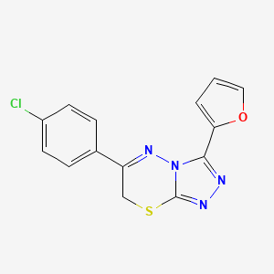molecular formula C14H9ClN4OS B2557726 6-(4-chlorophenyl)-3-(furan-2-yl)-7H-[1,2,4]triazolo[3,4-b][1,3,4]thiadiazine CAS No. 183536-51-8