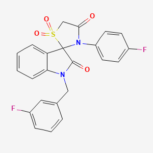 molecular formula C23H16F2N2O4S B2557728 3'-(4-Fluorophenyl)-1-[(3-fluorophenyl)methyl]-1,2-dihydrospiro[indole-3,2'-[1lambda6,3]thiazolidine]-1',1',2,4'-tetrone CAS No. 894876-20-1