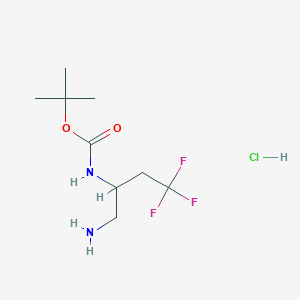 B2557735 Tert-butyl N-(1-amino-4,4,4-trifluorobutan-2-yl)carbamate;hydrochloride CAS No. 2361644-97-3