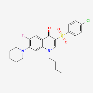 molecular formula C24H26ClFN2O3S B2557752 1-butyl-3-(4-chlorobenzenesulfonyl)-6-fluoro-7-(piperidin-1-yl)-1,4-dihydroquinolin-4-one CAS No. 892777-12-7