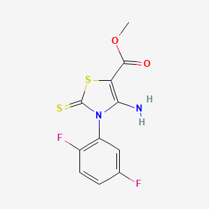 molecular formula C11H8F2N2O2S2 B2557806 methyl 4-amino-3-(2,5-difluorophenyl)-2-sulfanylidene-2,3-dihydro-1,3-thiazole-5-carboxylate CAS No. 689772-18-7