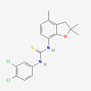 molecular formula C18H18Cl2N2OS B2557812 N-(3,4-dichlorophenyl)-N'-(2,2,4-trimethyl-2,3-dihydro-1-benzofuran-7-yl)thiourea CAS No. 866008-54-0