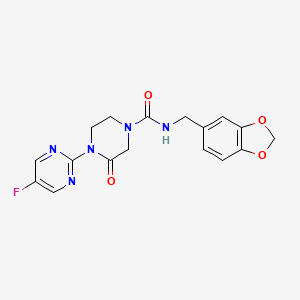 molecular formula C17H16FN5O4 B2557820 N-[(2H-1,3-benzodioxol-5-yl)methyl]-4-(5-fluoropyrimidin-2-yl)-3-oxopiperazine-1-carboxamide CAS No. 2309344-61-2