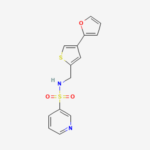 molecular formula C14H12N2O3S2 B2557965 N-{[4-(furan-2-yl)thiophen-2-yl]methyl}pyridine-3-sulfonamide CAS No. 2380057-67-8