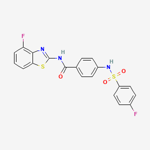 molecular formula C20H13F2N3O3S2 B2558014 N-(4-fluoro-1,3-benzothiazol-2-yl)-4-(4-fluorobenzenesulfonamido)benzamide CAS No. 886908-43-6