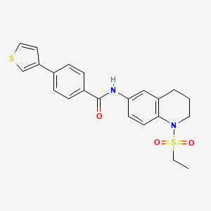 molecular formula C22H22N2O3S2 B2558022 N-(1-(ethylsulfonyl)-1,2,3,4-tetrahydroquinolin-6-yl)-4-(thiophen-3-yl)benzamide CAS No. 2034408-41-6