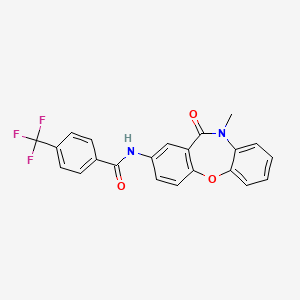 molecular formula C22H15F3N2O3 B2558063 N-(10-methyl-11-oxo-10,11-dihydrodibenzo[b,f][1,4]oxazepin-2-yl)-4-(trifluoromethyl)benzamide CAS No. 922131-76-8